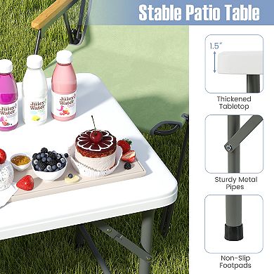Portable Folding Camping Table 4 Ft Adjustable Height HDPE Picnic Table