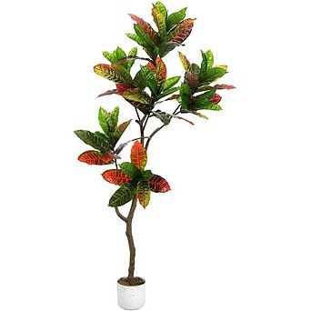 4.9ft Faux Fiddle Leaf Fig with Black Pot, Lifelike, Indoor