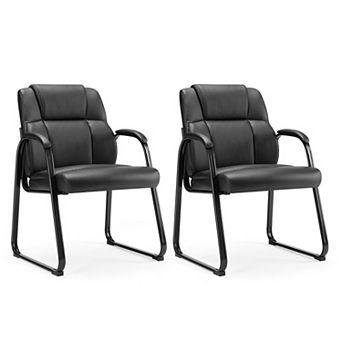 YIORTWO 2 Pack PU Leather Waiting Room Chair with Arms, Sled Base Office Guest Chair, Big & Tall