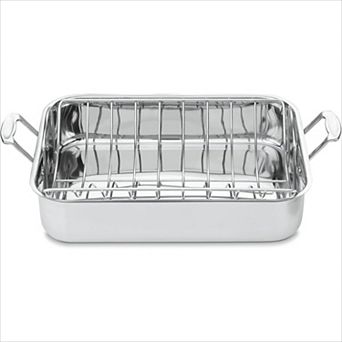 Large Stainless Steel Roasting Pan 16 Inch with Rack, Dishwasher Safe Induction Compatible