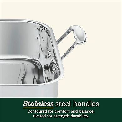 Large Stainless Steel Roasting Pan 16 Inch with Rack, Dishwasher Safe Induction Compatible