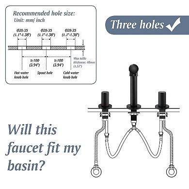 8 in Widespread Double Handle 360 Degree Swivel Bathroom Faucet with Quick Connect Hose