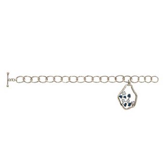 Adjustable White Rhodium and Blue-white Enamel Laza Bracelet by Dhwani Bansal