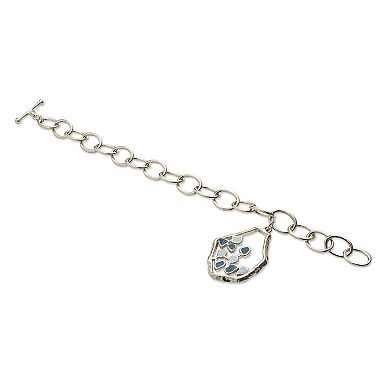 Adjustable White Rhodium and Blue-white Enamel Laza Bracelet by Dhwani Bansal