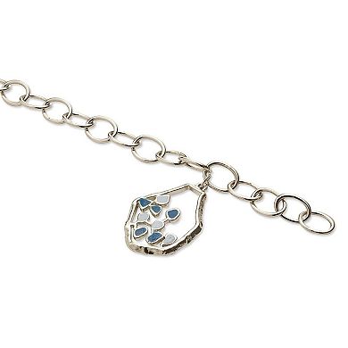 Adjustable White Rhodium and Blue-white Enamel Laza Bracelet by Dhwani Bansal