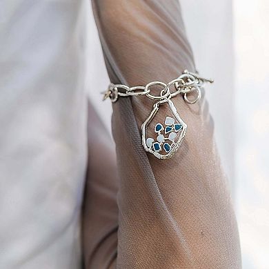 Adjustable White Rhodium and Blue-white Enamel Laza Bracelet by Dhwani Bansal