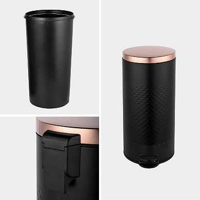 8 Gal./30 Liter Round Shape Step-on Trash Can with Diamond Body Design for Kitchen