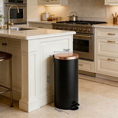 8 Gal./30 Liter Round Shape Step-on Trash Can with Diamond Body Design for Kitchen