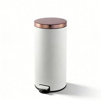 8 Gal./30 Liter Round Shape Step-on Trash Can with Diamond Body Design for Kitchen