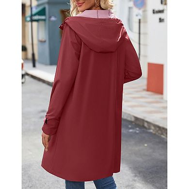 Zeagoo Women's Waterproof Hooded Rain Jacket Lightweight Windbreaker Long Raincoat