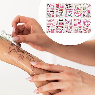 Realistic Party Styles Fake Tattoos Pink 10 Pcs