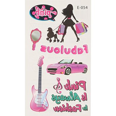 Realistic Party Styles Fake Tattoos Pink 10 Pcs