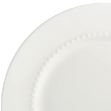 Gibson Elite Embossed Bone China Double Bowl Dinnerware Set, 16 Piece - White