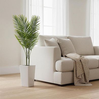 4.3FT Artificial Palm Tree with White Planter