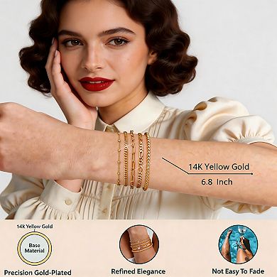 5pcs Gold Stackable Bracelets, Waterproof & Ideal Gift