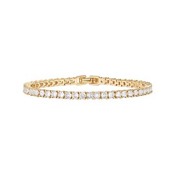 Classic Cubic Zirconia Tennis Bracelet, Women's Fashion Gold Bracelet