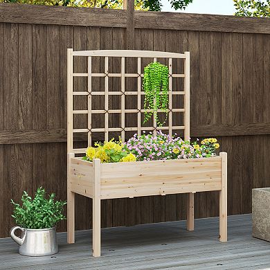 Raised Garden Bed With Trellis Elevated Planter Box With Drainage Holes
