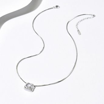 Zircon Snake Chain Necklace for Women, Stainless Steel Geometric Pendant,for Daily Wear, Party
