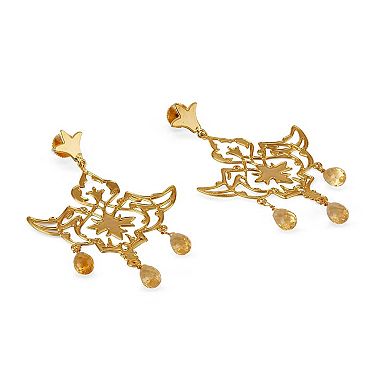 Gold-plated statement Mir Citrine Drops with drops of orange citrine by Dhwani Bansal