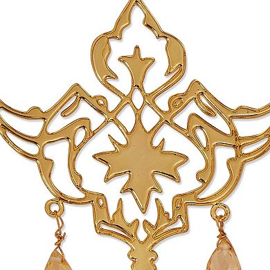 Gold-plated statement Mir Citrine Drops with drops of orange citrine by Dhwani Bansal