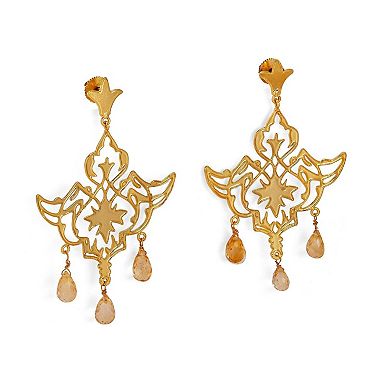 Gold-plated statement Mir Citrine Drops with drops of orange citrine by Dhwani Bansal