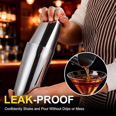 Zoulao Professional 2-Piece Boston Shaker Set, 18oz & 28oz Stainless Steel, Leak-Proof Base