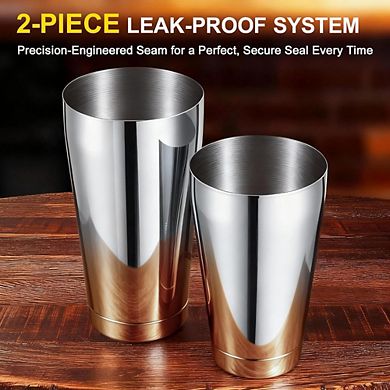 Zoulao Professional 2-Piece Boston Shaker Set, 18oz & 28oz Stainless Steel, Leak-Proof Base