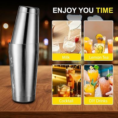 Zoulao Professional 2-Piece Boston Shaker Set, 18oz & 28oz Stainless Steel, Leak-Proof Base