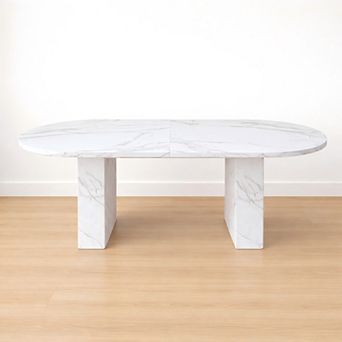 Heybly 62.9" Oval Dining Table for 6 with MDF Top, Kitchen Table, Waterproof & Scratch