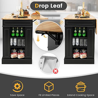 Kitchen Island Cart With Storage Drop Leaf Countertop Adjustable Shelves