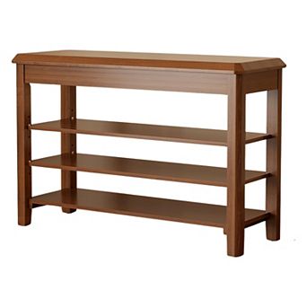 3 tier Rubberwood Shoe Rack Bench Holds 6 to 10 Pairs Hidden Storage Seat 31.5 x 11.8 x 20.5 Inch
