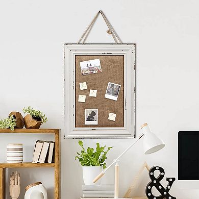 Rustic Linen Bulletin Board: 15.7x11.8" Decorative Cork Board for Home, Office, Classroom