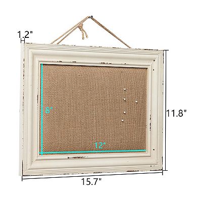 Rustic Linen Bulletin Board: 15.7x11.8" Decorative Cork Board for Home, Office, Classroom