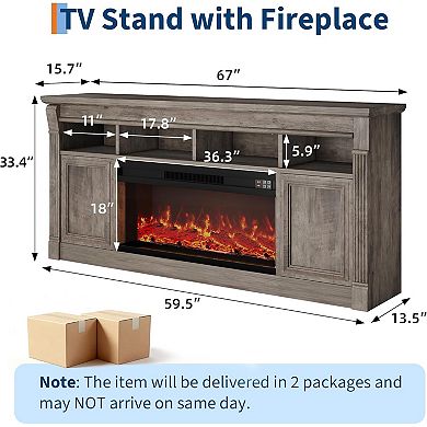 68 Inches Fireplace TV Stand