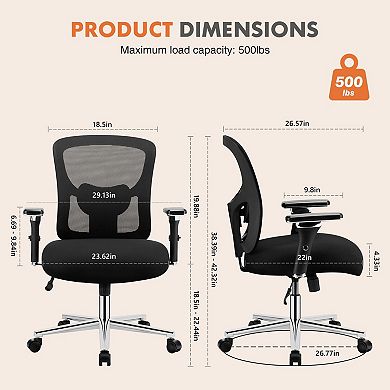 YIORTWO Big & Tall Ergonomic Office Chair 500 lbs, Heavy Duty Mesh Desk Chair with Lumbar Support