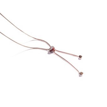 Luv Me Lace Agate Gemstone Rose Gold Plated Silver Adjustable Heart Women Necklace