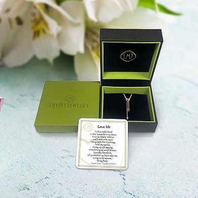 Luv Me Lace Agate Gemstone Rose Gold Plated Silver Adjustable Heart Women Necklace