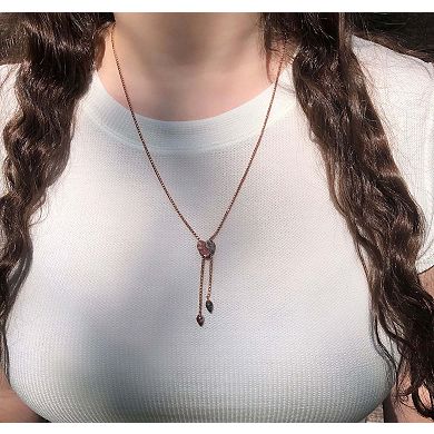 Luv Me Lace Agate Gemstone Rose Gold Plated Silver Adjustable Heart Women Necklace