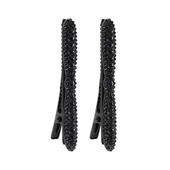 2.56"x0.28" Fashion Hair Clips Hairdo Clip Black 1 Pair Thin Bow Black