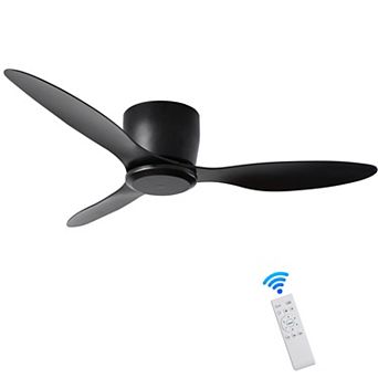 Modern 3 Blades Flush Mount Standard Ceiling Fan with Integrated LED and Remote