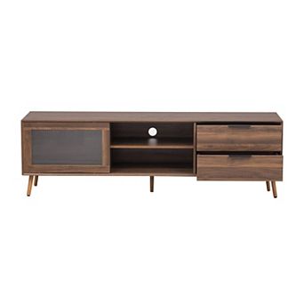 Large TV Stand with Sliding Glass Doors and Drawers, Living Room Media Console