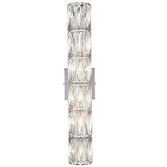 Frassinero Modern Crystal Wall Sconce 6-Light Chrome Bathroom Wall Light Fixture