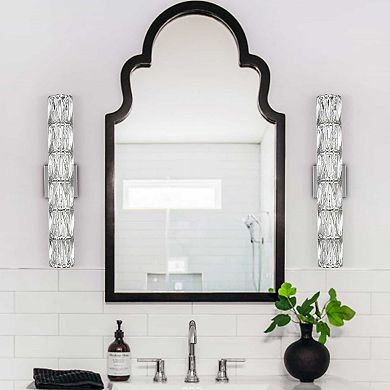 Frassinero Modern Crystal Wall Sconce 6-Light Chrome Bathroom Wall Light Fixture