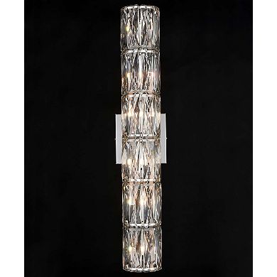Frassinero Modern Crystal Wall Sconce 6-Light Chrome Bathroom Wall Light Fixture