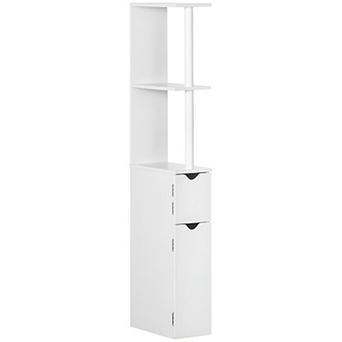 Tall Narrow Storage Cabinet with Open and Closed Storage, Modern Space-Saving Design