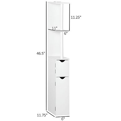 Tall Narrow Storage Cabinet with Open and Closed Storage, Modern Space-Saving Design