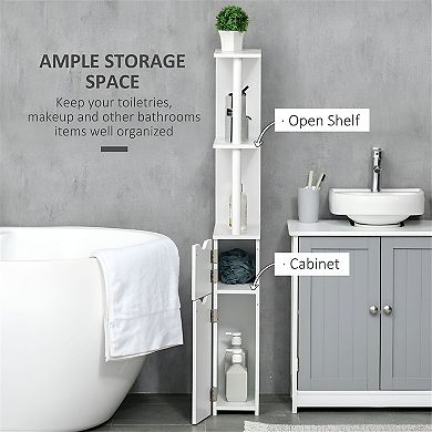 Tall Narrow Storage Cabinet with Open and Closed Storage, Modern Space-Saving Design