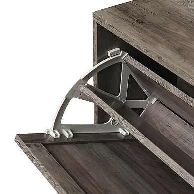 4-Drawer Rattan Shoe Cabinet with Flip-Down Storage,for Entryway Hallway