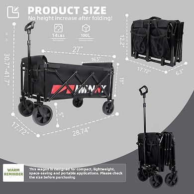 Collapsible Wagon, 360lbs Capacity Lightweight for Camping, Grocery & Outdoor