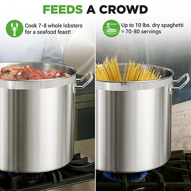 NutriChef 40 Qt Stainless Steel Stockpot Heavy Duty Induction Pot with Lid